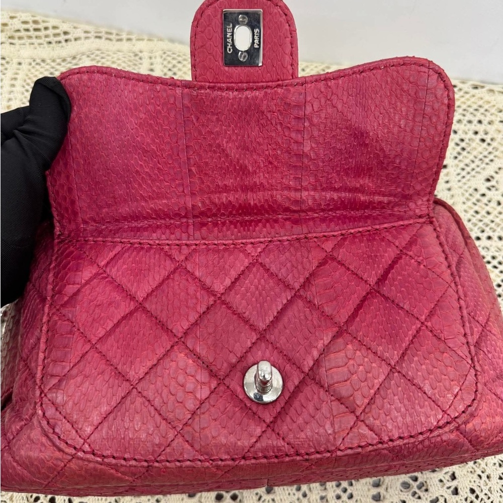 Chanel Red Python Quilted Classic Shoulder Bag - Picture 6 of 16